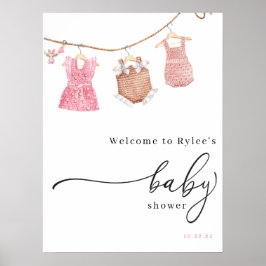 Póster Signo de bienvenida de Baby Shower de Chica clásic