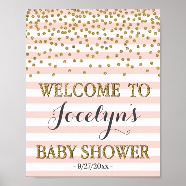 Póster Signo de bienvenida de Baby Shower de Chica de oro (Frente)