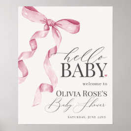 Póster Signo de bienvenida de Baby Shower de Chica rosado