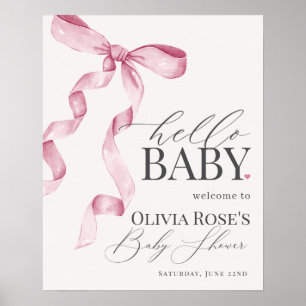 Póster Signo de bienvenida de Baby Shower de Chica rosado