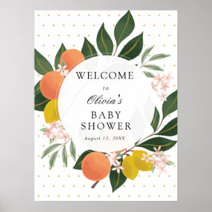 Póster Signo de bienvenida de Baby Shower de Citrus Green