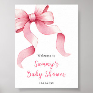 Póster Signo de bienvenida de Baby Shower de color rosa