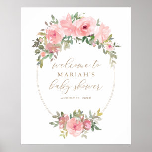 Póster Signo de bienvenida de Baby Shower de color verde