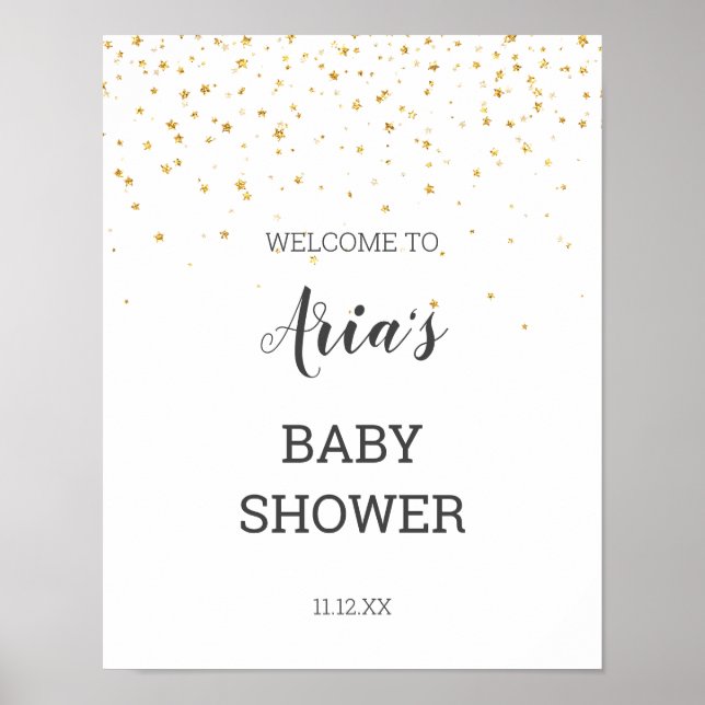 Póster Signo de bienvenida de Baby Shower de Confetti Gol (Frente)
