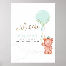 Signo de bienvenida de Baby Shower de Cub Teddy Be