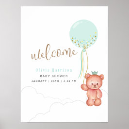Póster Signo de bienvenida de Baby Shower de Cub Teddy Be