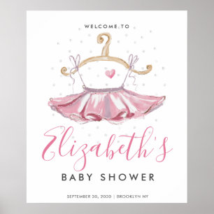 Póster Signo de bienvenida de Baby Shower de Cute Pink Tu