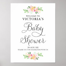 Póster Signo de bienvenida de Baby Shower de Dainty Water