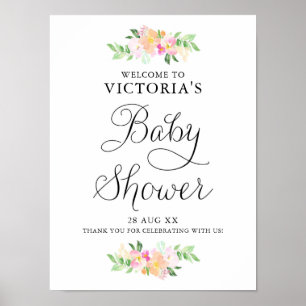 Póster Signo de bienvenida de Baby Shower de Dainty Water