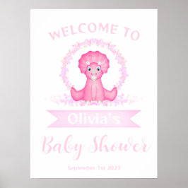 Póster Signo de bienvenida de Baby Shower de Dinosaur col