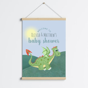 Póster Signo de bienvenida de Baby Shower de Dragón mágic