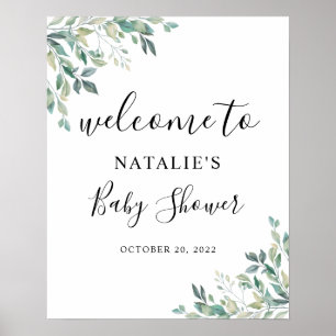Póster Signo de bienvenida de Baby Shower de Eucalyptus G