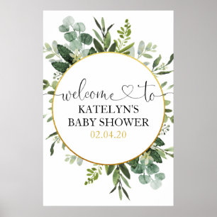 Póster Signo de bienvenida de Baby Shower de Eucalyptus G