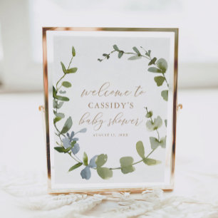 Póster Signo de bienvenida de Baby Shower de Eucalyptus G