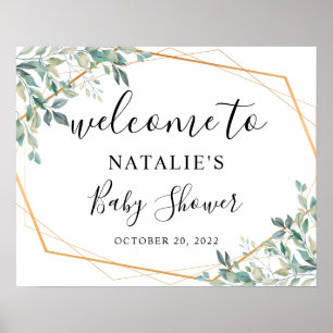Póster Signo de bienvenida de Baby Shower de Eucalyptus G
