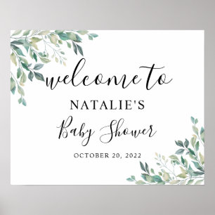 Póster Signo de bienvenida de Baby Shower de Eucalyptus G