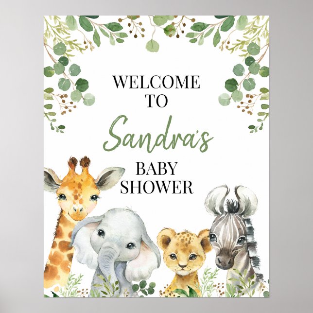 Póster Signo de bienvenida de Baby Shower de Eucalyptus S (Frente)