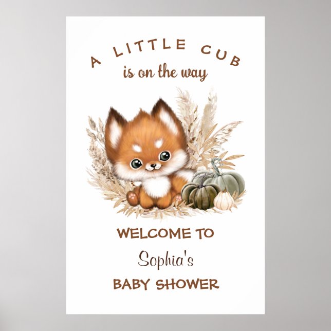 Póster Signo de bienvenida de Baby Shower de Fall Boho (Frente)
