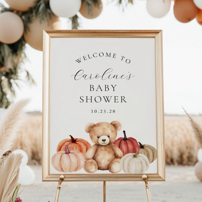 Póster Signo de bienvenida de Baby Shower de Fall Teddy B (Subido por el creador)