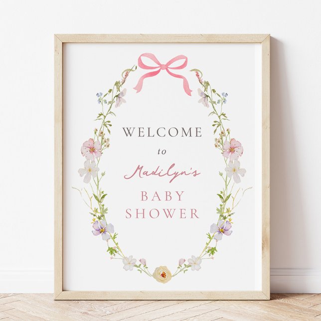 Póster Signo de bienvenida de Baby Shower de Flor salvaje (Subido por el creador)