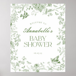 Póster Signo de bienvenida de Baby Shower de Green Toile