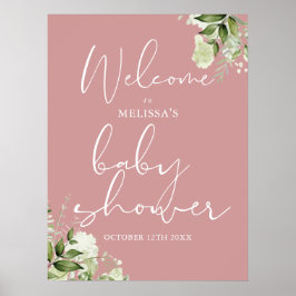 Póster Signo de bienvenida de Baby Shower de Greenery Dus