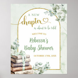 Póster Signo de bienvenida de Baby Shower de Greenery Sag