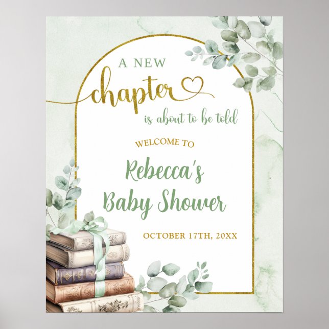 Póster Signo de bienvenida de Baby Shower de Greenery Sag (Frente)