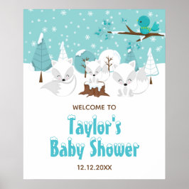 Póster Signo de bienvenida de Baby Shower de invierno par