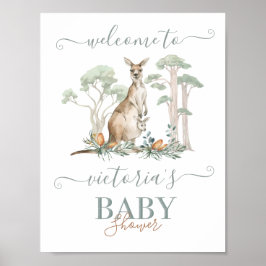 Póster Signo de bienvenida de Baby Shower de Kangaroo y J