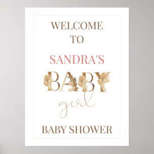 Póster Signo de bienvenida de Baby Shower de la bebé boho