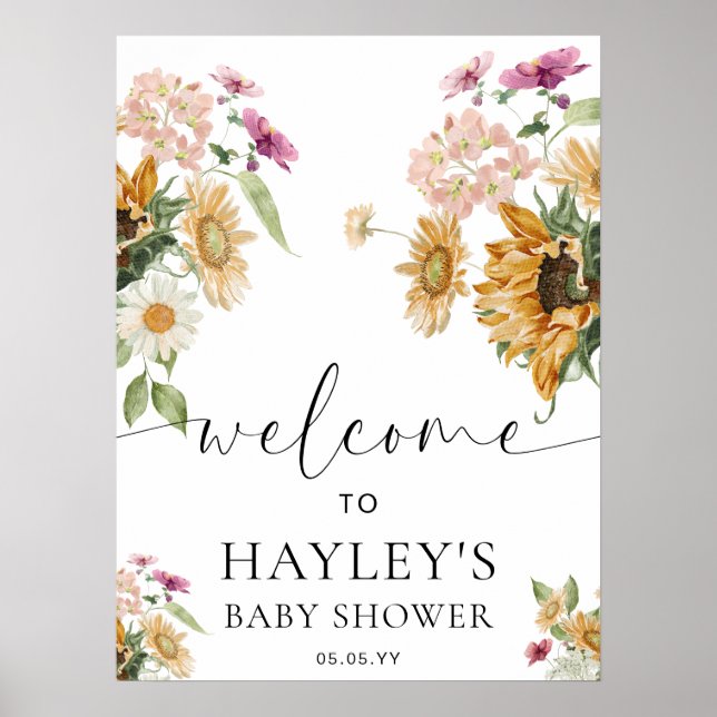 Póster Signo de bienvenida de Baby Shower de la caída del (Frente)