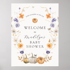 Póster Signo de bienvenida de Baby Shower de la calabaza