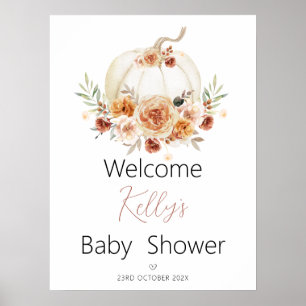Póster Signo de bienvenida de Baby Shower de la calabaza 
