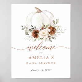 Póster Signo de bienvenida de Baby Shower de la calabaza 