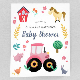 Póster Signo de bienvenida de Baby Shower de la granja ro