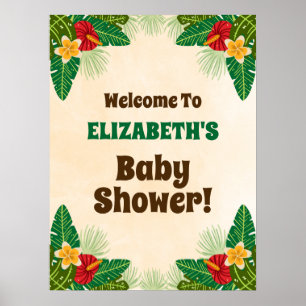 Póster Signo de bienvenida de Baby Shower de la jungla tr