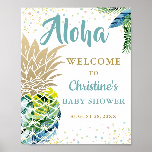 Póster Signo de bienvenida de Baby Shower de la playa de  (Frente)