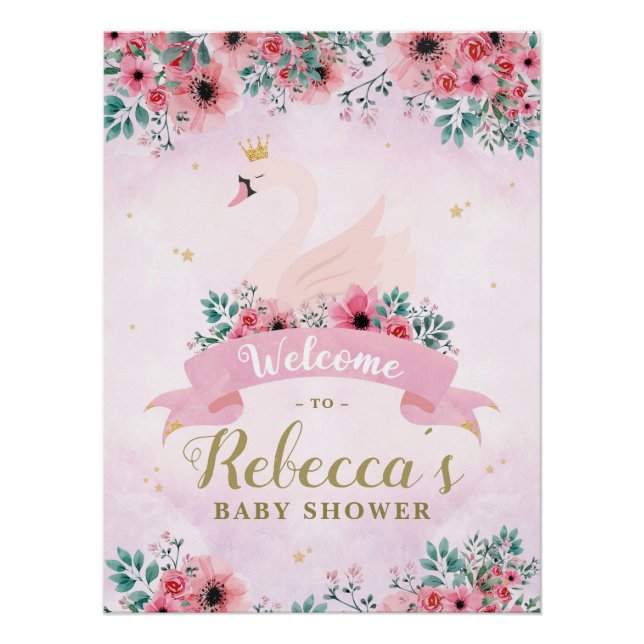 Póster Signo de bienvenida de Baby Shower de la Princesa  (Anverso)