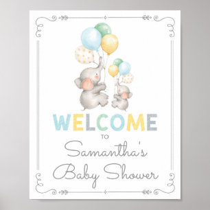Póster Signo de bienvenida de Baby Shower de la selva de