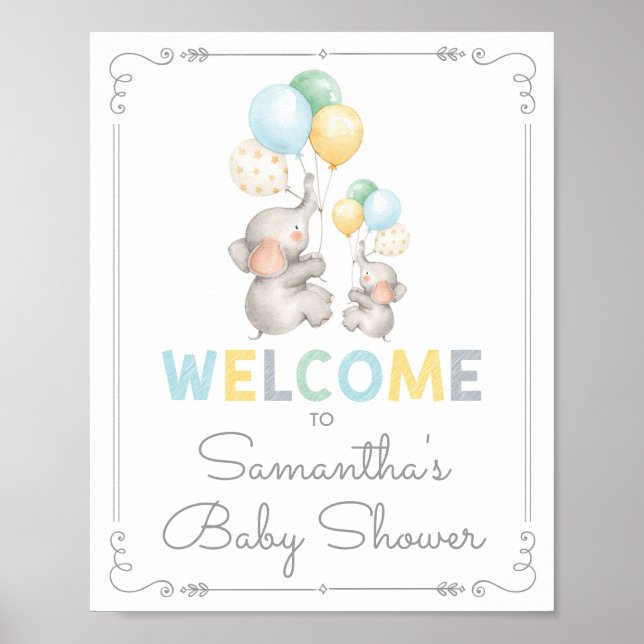 Póster Signo de bienvenida de Baby Shower de la selva de  (Frente)