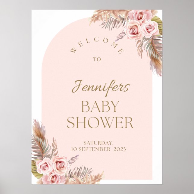 Póster Signo de bienvenida de Baby Shower de las flores d (Frente)
