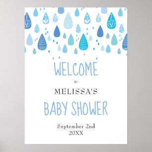 Póster Signo de bienvenida de Baby Shower de las gotas de