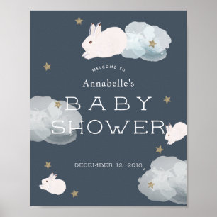 Póster Signo de bienvenida de Baby Shower de las nubes de