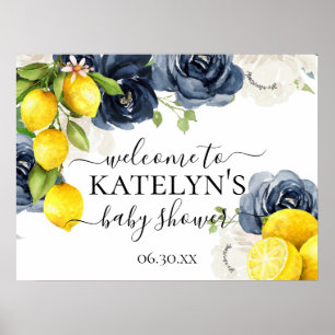Póster Signo de bienvenida de Baby Shower de Lemon para B