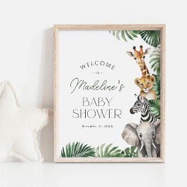 Póster Signo de bienvenida de Baby Shower de los animales