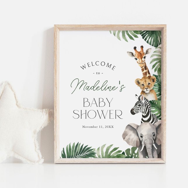 Póster Signo de bienvenida de Baby Shower de los animales (Subido por el creador)