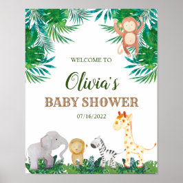 Póster Signo de bienvenida de Baby Shower de los animales