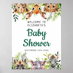 Póster Signo de bienvenida de Baby Shower de los animales