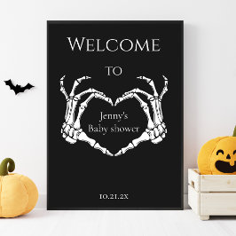Póster Signo de bienvenida de Baby Shower de mano de esqu
